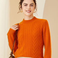 Half TTurtleneck Cashmere Loose Short Pullover Cashmere Sweater