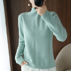 Half-turtleneck Cardigan Women's Sweater Long-sleeved Cashmere Sweater for Women