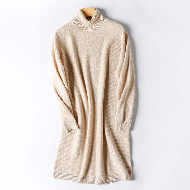 Turtleneck Cashmere Long Sleeve Pullover Long Cashmere Sweater for Women