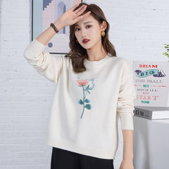 Women's Long-sleeved Round Neck Top Cashmere Sweater Loose Long Sleeve Warm Cashmere