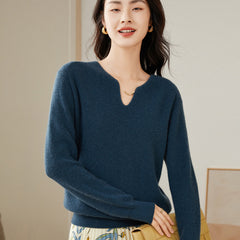 V-neck Simple Fashionable Versatile Knitted  Sweater