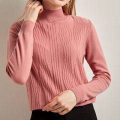 Half Turtleneck  Pullover Pure Knitted Cashmere Sweater for Women