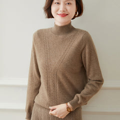 Half Turtleneck Cashmere Sweater Women's Pullover Pure Knitted Cashmere Sweater