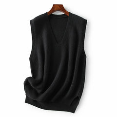 V-neck Sleeveless Versatile Cashmere Knitted Vest for Women