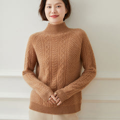 Half Turtle Collar Loose Cable Cashmere Pullover Bottoming Cashmere Sweater
