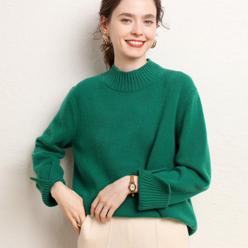 Women's Pure Color Sweater for Women Long Sleeve Loose Cashmere Sweater