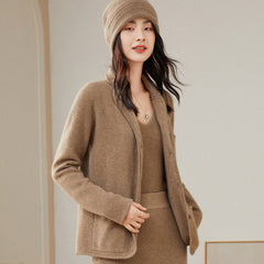 Collar Jacket Women's Short Thickened Temperament Knitted  Cashmere Cardigan