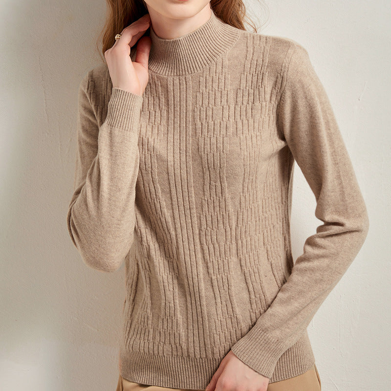 Half Turtleneck  Pullover Pure Knitted Cashmere Sweater for Women