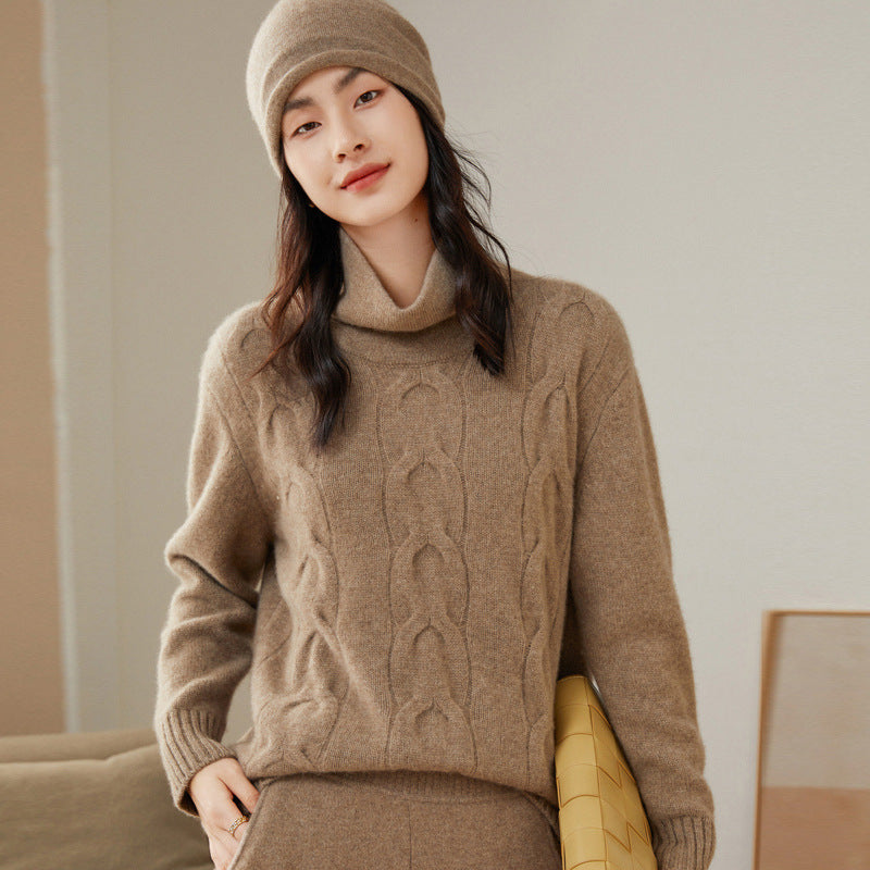 Half Turtleneck Pullover Cashmere Loose Thickened  Warm Cashmere Sweater