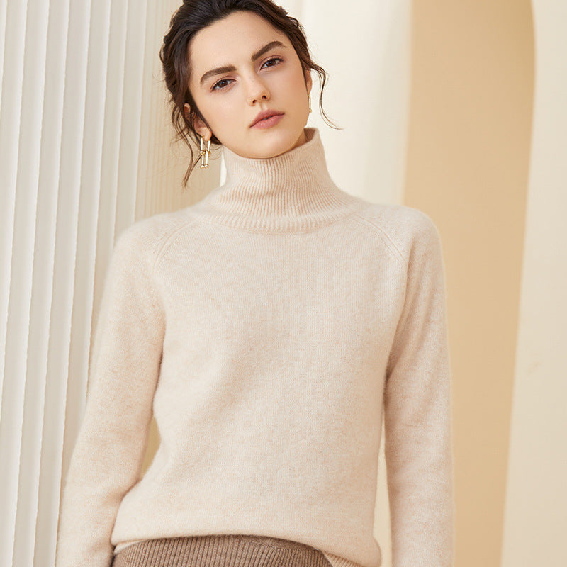 High Neck Thickened Cashmere Sweater Women's Pull over Cashmere Sweater