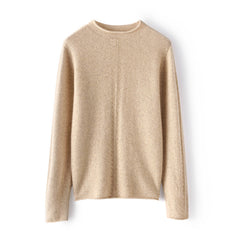 Warm Soft Cashmere Wool Seam-Detail Mock Neck Sweater