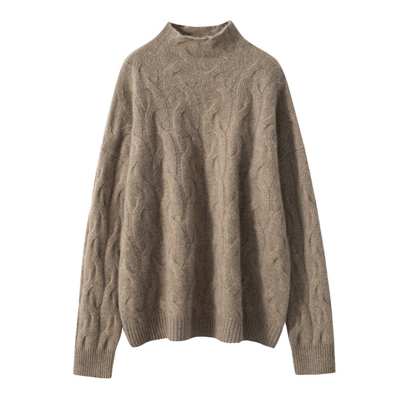 Women's Cardigan Pullover Half Turtle Cashmere Sweater Long Sleeve Warm Pullover Cashmere
