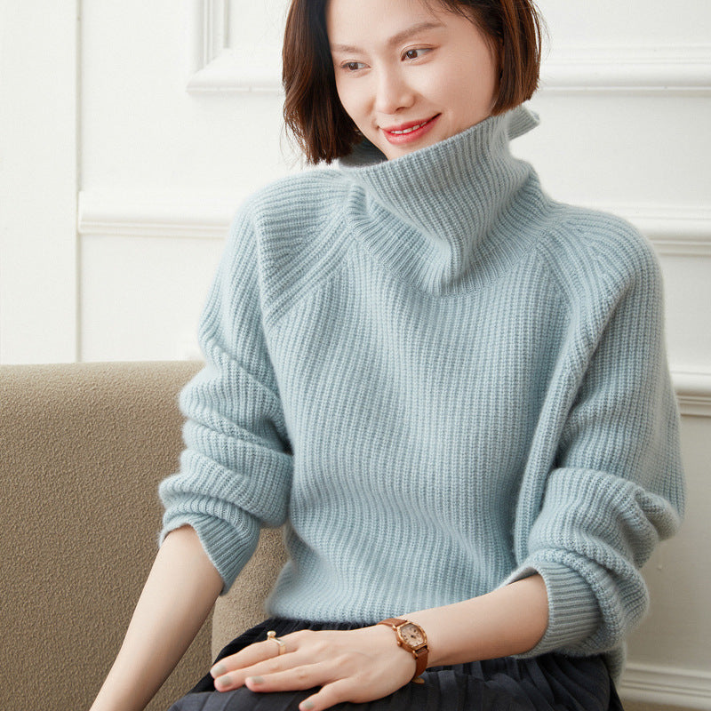 High-neck Cashmere Thickened Slim and Lazy Style Loose Cashmere Sweater