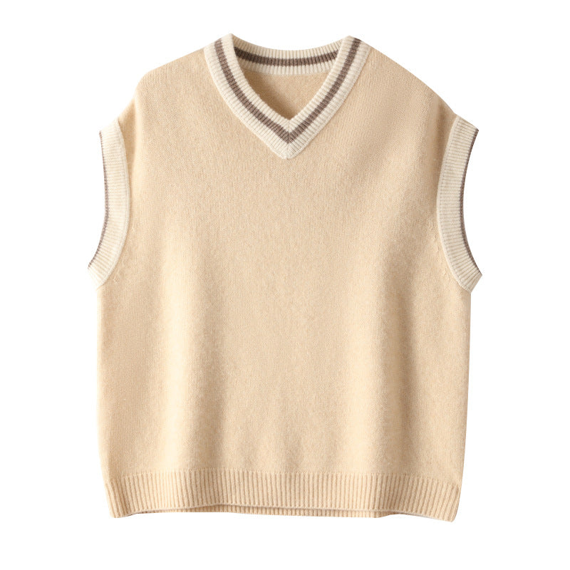V-neck Pullover Loose Sweater Tops Cashmere knitted Vest