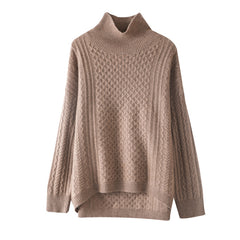 High Round Neck Loose Thickened Bottoming  Cashmere Sweater for Women