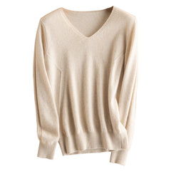 Women's Classic V-neck Pullover 100% Pure Cashmere Sweater