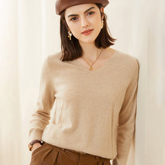 Women's Classic V-neck Pullover 100% Pure Cashmere Sweater