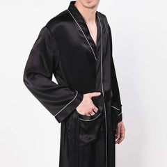 Men's Silk Robe Luxury Long Silk Bathrobe Pure Male Silk Robes