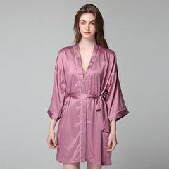 Short 100% Silk Robes Women Silk Nightwear