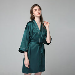 Short 100% Silk Robes Women Silk Nightwear