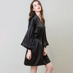 Short 100% Silk Robes Women Silk Nightwear