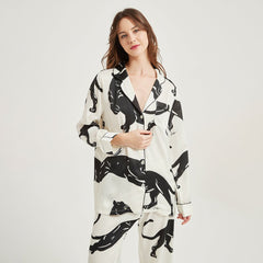 Women's Silk Pajama Mulberry Silk Panther Pajama Set