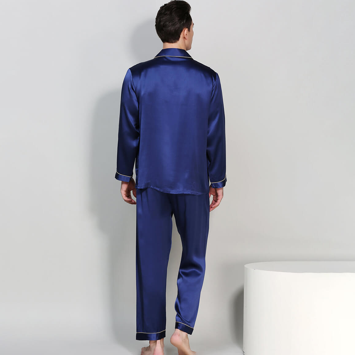 Men's Luxury Silk Sleepwear 100% Silk Sleeve Pajamas Set Long Silk Nightwear