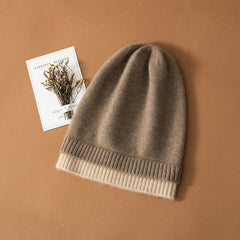 100% Pure Cashmere Fashionable and Versatile Color Warm Hat for Women and Men