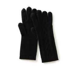 100% Pure Cashmere Knitted Soft Ribbed Cuffs Touchscreen Compatible Winter Gloves