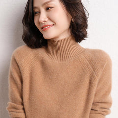 High-neck Cashmere Thickened Loose Pullover Sweater Woolen Sweater