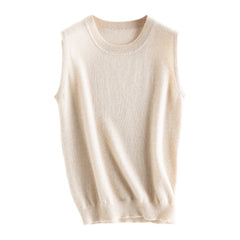 Women's Round neck Sleeveless Camisole Pure Cashmere Vest Knitted Inner Sweater