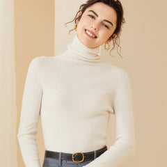 Solid Color Cashmere Turtleneck Women's Slim Fit Bottoming Pullover Knitted Sweater