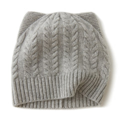 Soft Winter Cute Warm Cashmere Knit Cat Ear Beanie Hats for Women