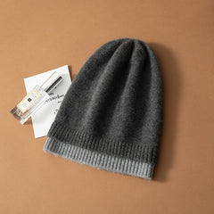 100% Pure Cashmere Fashionable and Versatile Color Warm Hat for Women and Men