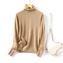 Women's Pile Collar Short Loose Pullover Sweater Thin Knitted Bottoming Sweater