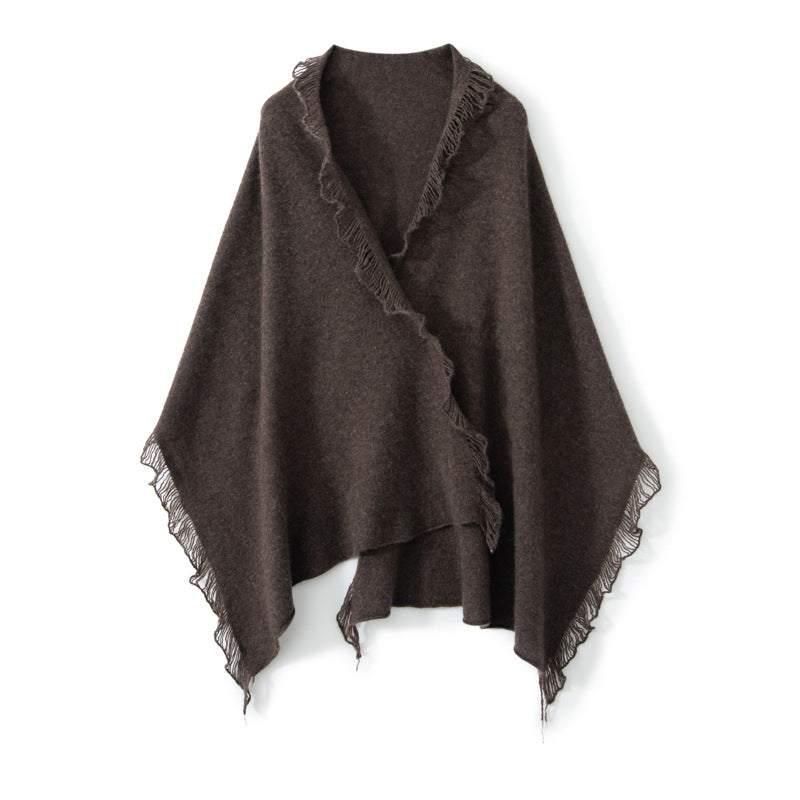 100% Pure Cashmere Thin Warm Solid color Fringed Knitted Shawl Scarf