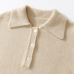 Mid-length POLO Collar Thickened Long-sleeved Pullover Sweater Cashmere