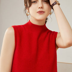Half Turtleneck Sleeveless Knitted Bottoming Sweater  Cashmere Tops