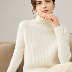 100% Pure Cashmere Sweater Half Turtleneck Soft Casual Loose Long-sleeved Cashmere Sweater