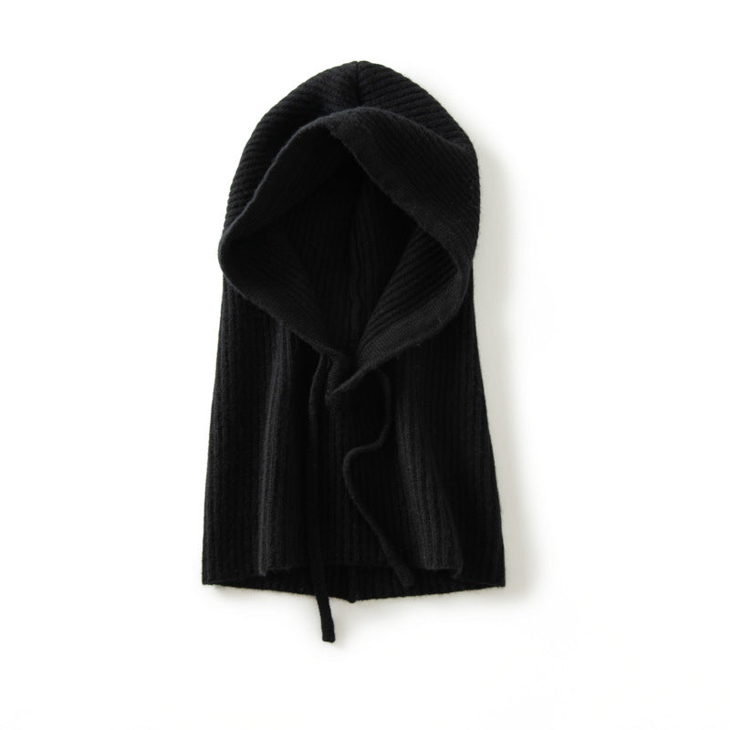 Hooded 100% Pure Cashmere Integrated Thickened Hat Neck Scarf