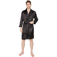 Men's Silk Kimono Robe Long Sleeve Silk Robe for Men