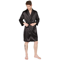 Men's Silk Kimono Robe Long Sleeve Silk Robe for Men