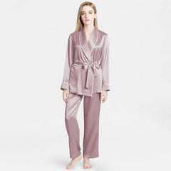 Mulberry Silk Pajamas for Women's Long Sleeves with Adjustable Belt