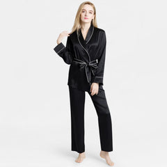 Mulberry Silk Pajamas for Women's Long Sleeves with Adjustable Belt