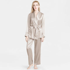 Mulberry Silk Pajamas for Women's Long Sleeves with Adjustable Belt