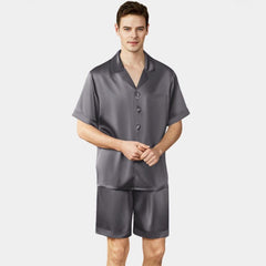 Short Silk Pajama Set for Men 100% Silk Short Sleeve Men Silk Pajamas