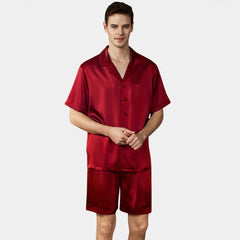 Short Silk Pajama Set for Men 100% Silk Short Sleeve Men Silk Pajamas