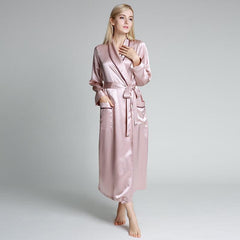 Women Silk Robes Long Silk Bathrobe for Bridesmaids