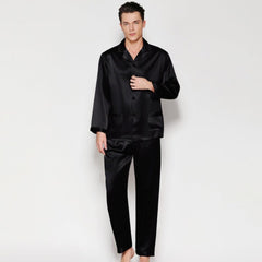 Men's Silk Sleepwear 100% Silk Sleeve Pajamas Set Long Silk Nightwear