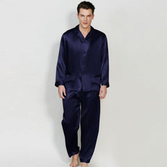 Men's Silk Sleepwear 100% Silk Sleeve Pajamas Set Long Silk Nightwear